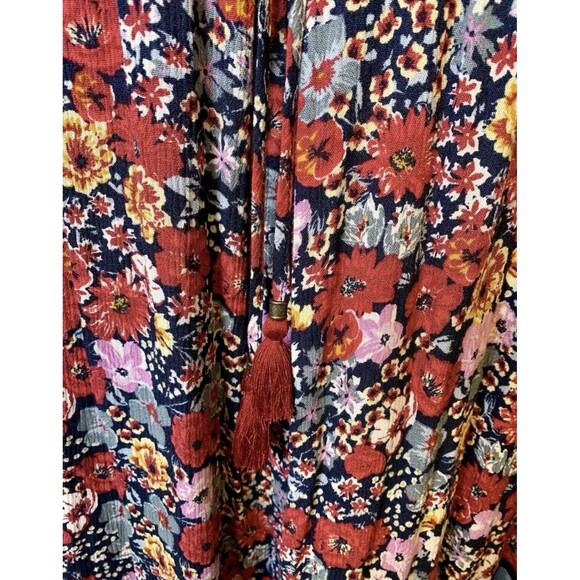 Knox Rose Red Blue Floral Tiered Peasant Boho Long Short Sleeve Maxi Dress XXL - Picture 12 of 13